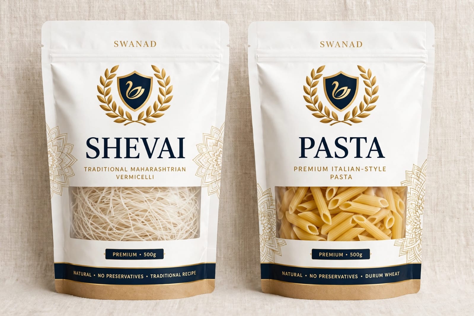 Swanad Shevai and Pasta retail packages